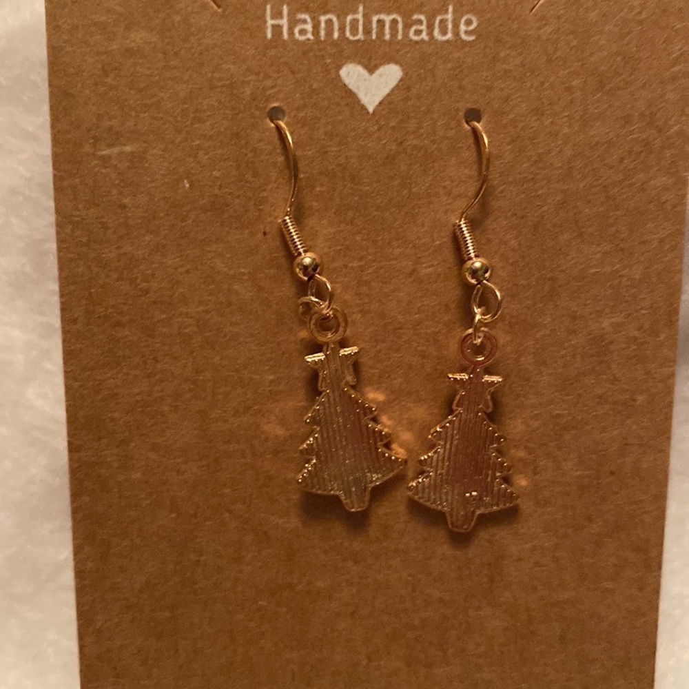Green Red Christmas Tree with Star Earrings - Picture 4 of 4